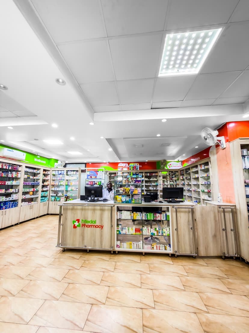 Medal Pharmacy interior showing the service counter